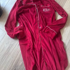 Rae Dunn Red Fleece Pajamas nightgown